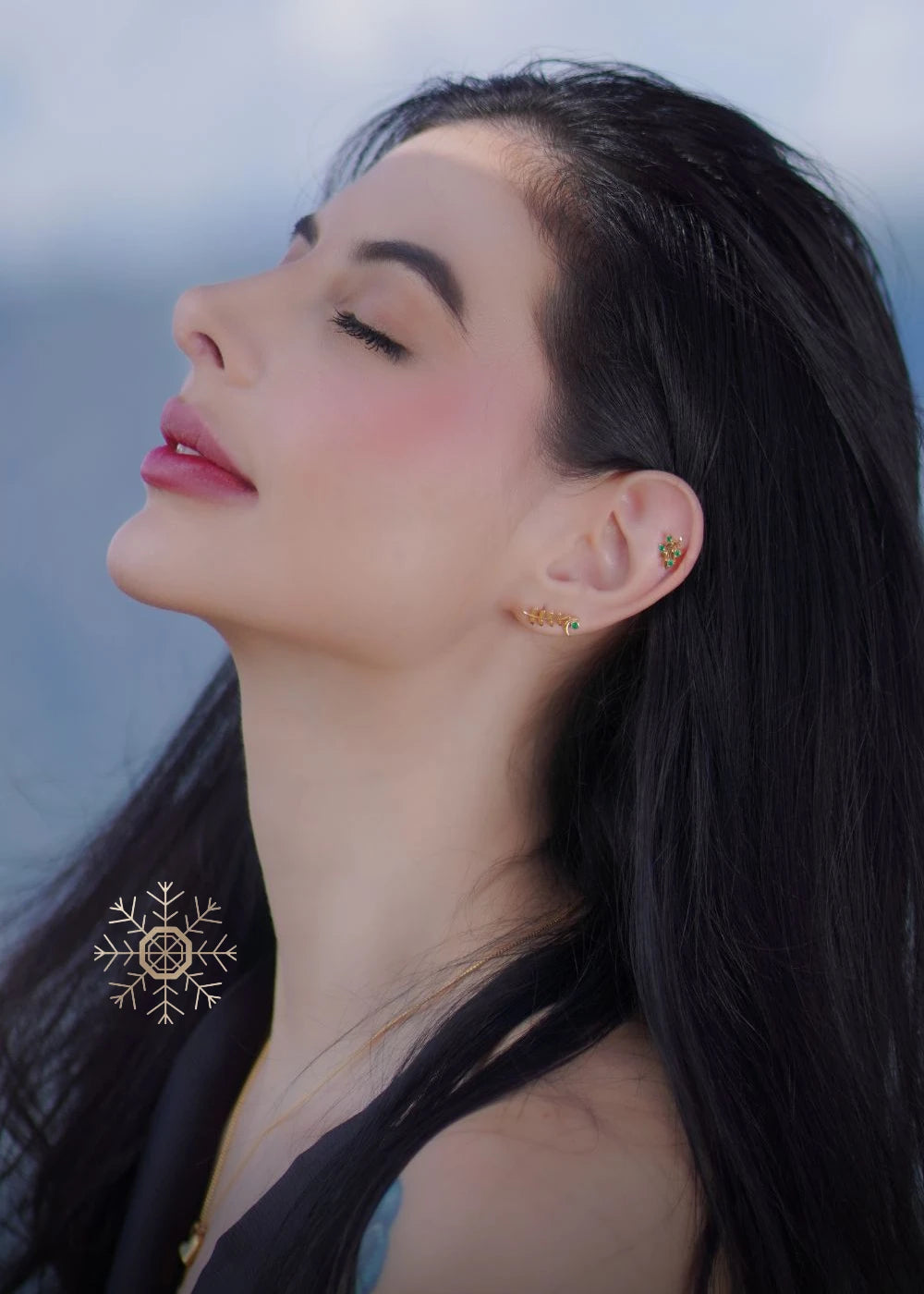 Joyas para piercing en roro 18k con esmeraldas y diamantes