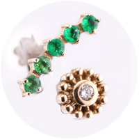 Piercings de Oro 18k con Piedras Preciosas Naturales