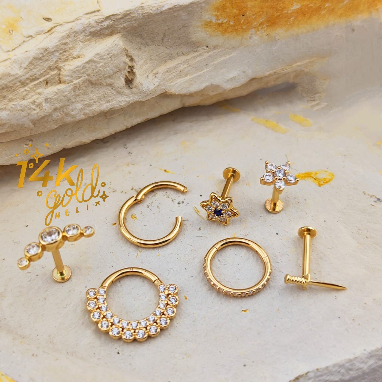 Jojas para piercings en oro sólido de 14K - Helix Body Jewelry - Tienda Online de Piercings