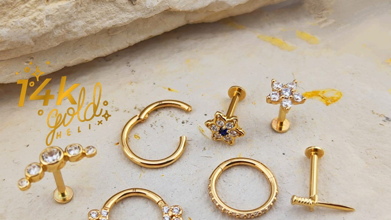 Jojas para piercings en oro sólido de 14K - Helix Body Jewelry - Tienda Online de Piercings