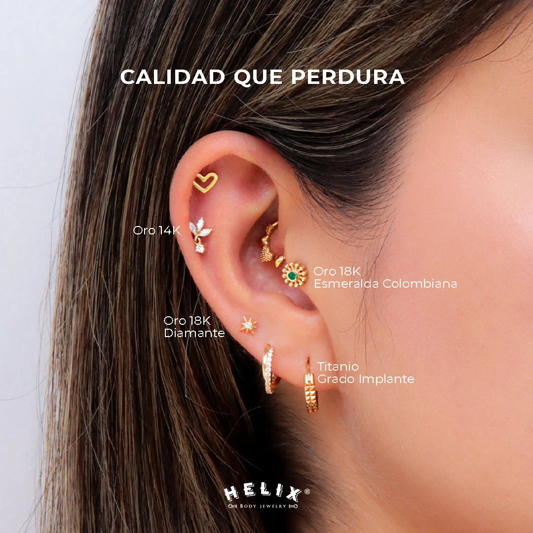 Piercings de Oro 18k con Piedras Preciosas Naturales