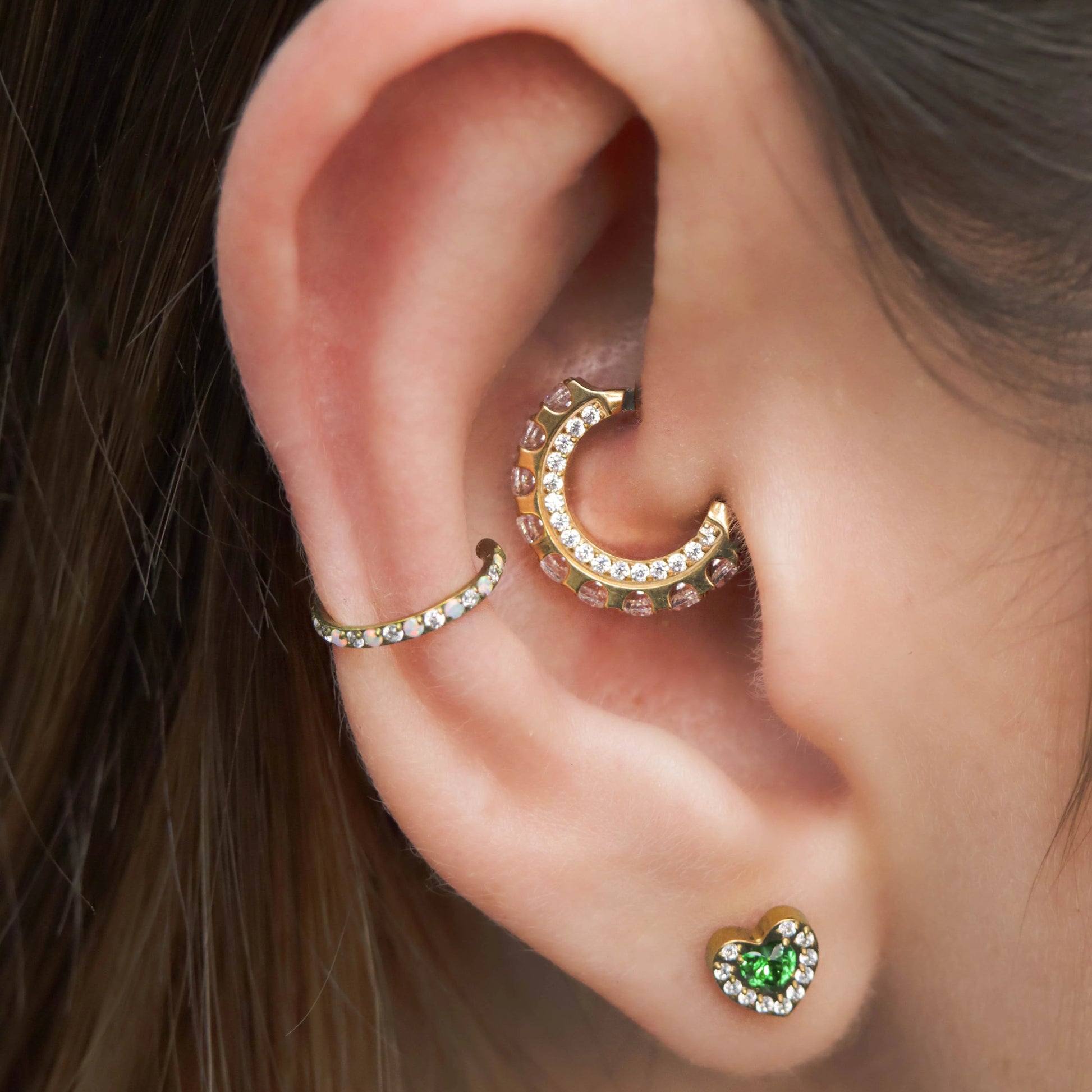 Labret Corazón Verde · Titanio Grado Implante