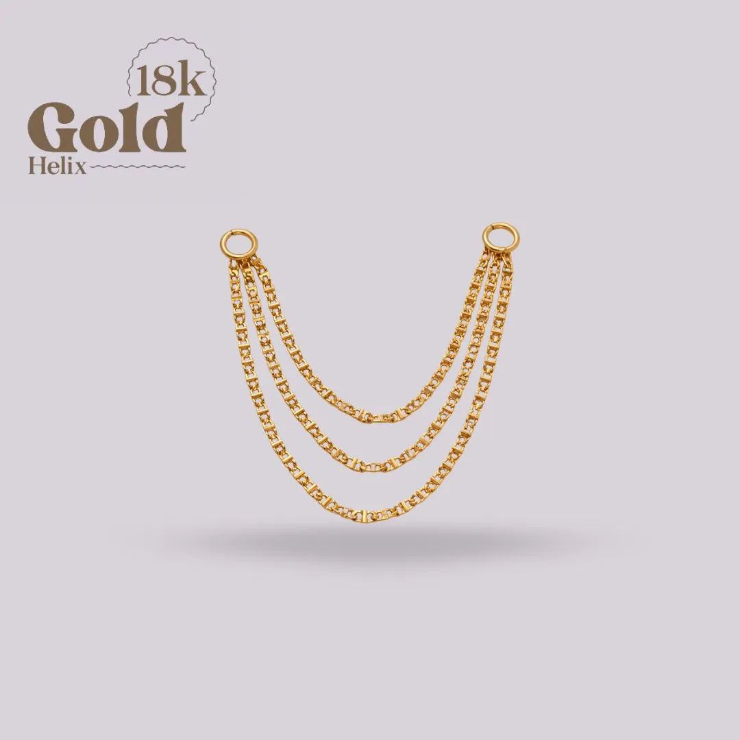 Cadena Diamantada Triple Oro 18K