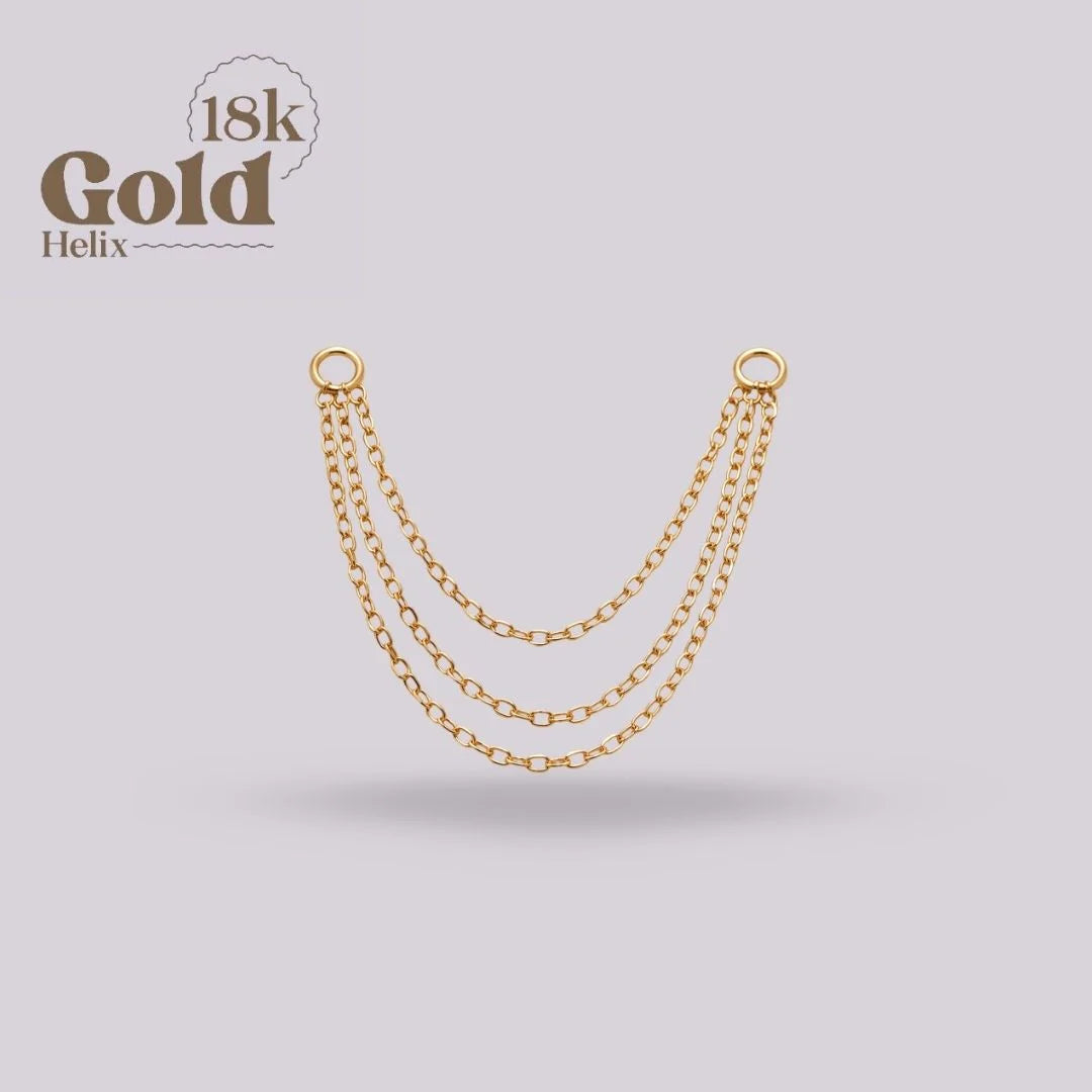Cadena Rolo Triple Oro 18K