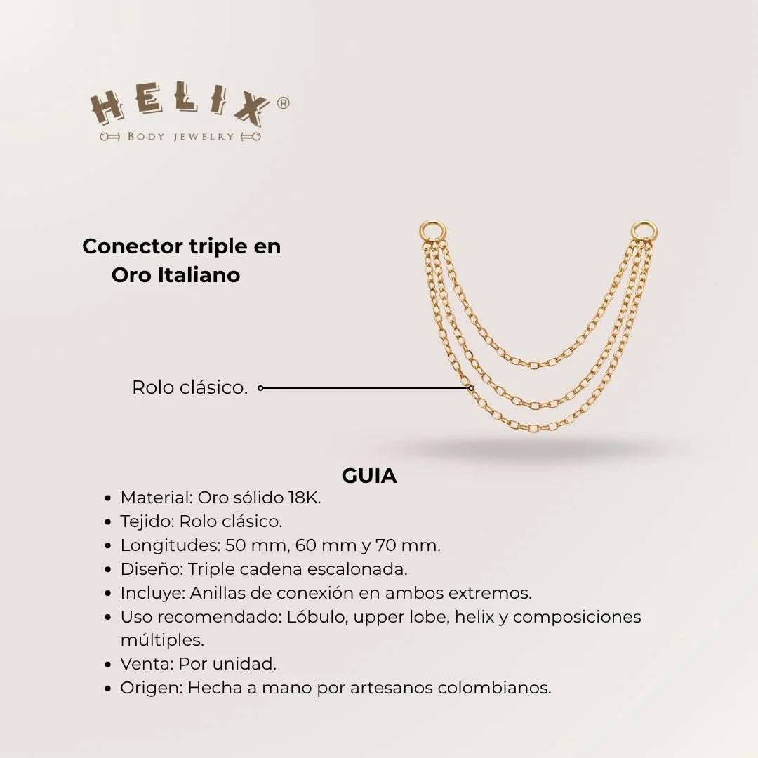 Cadena Rolo Triple Oro 18K