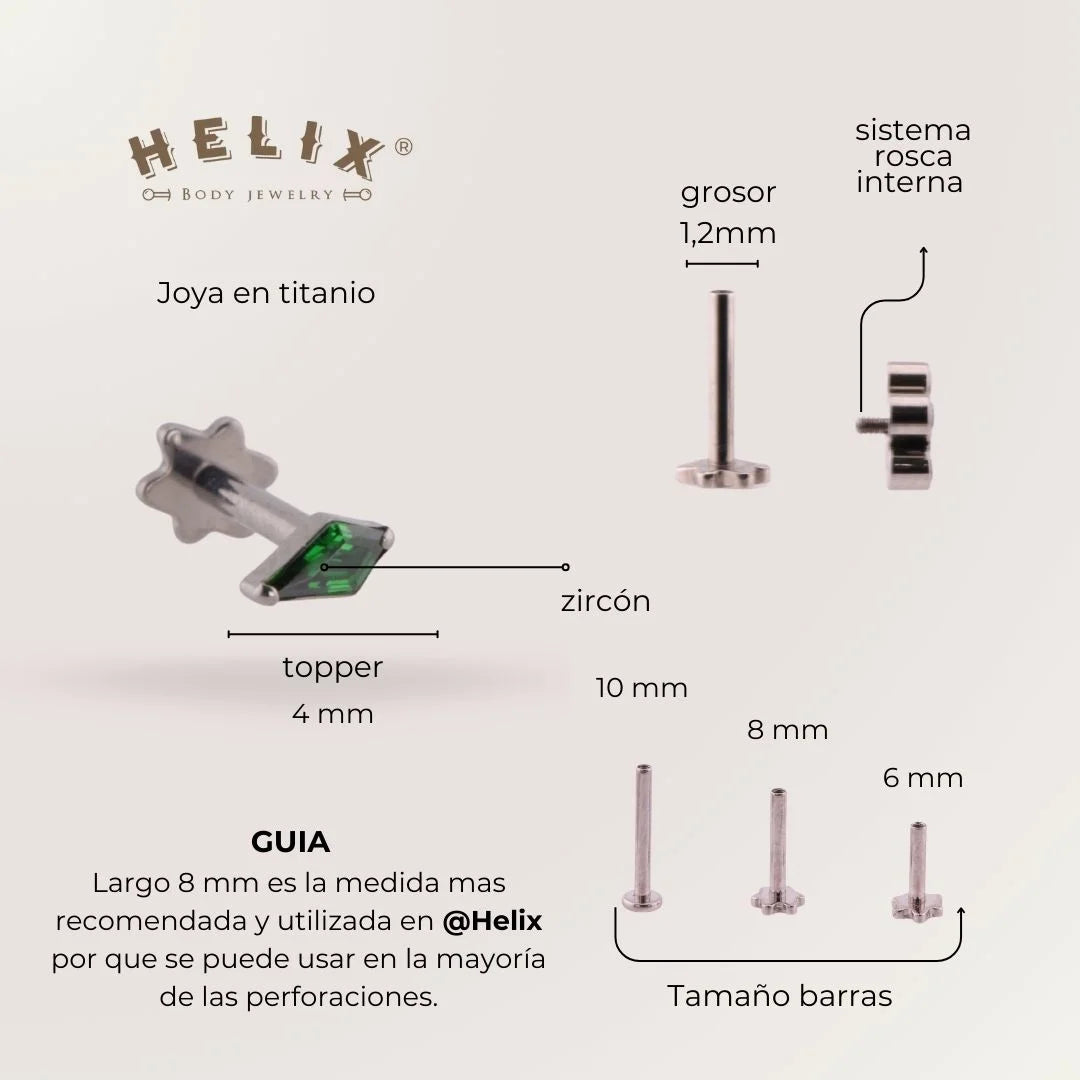 Labret Triángulo Verde en Titanio | Green Essence