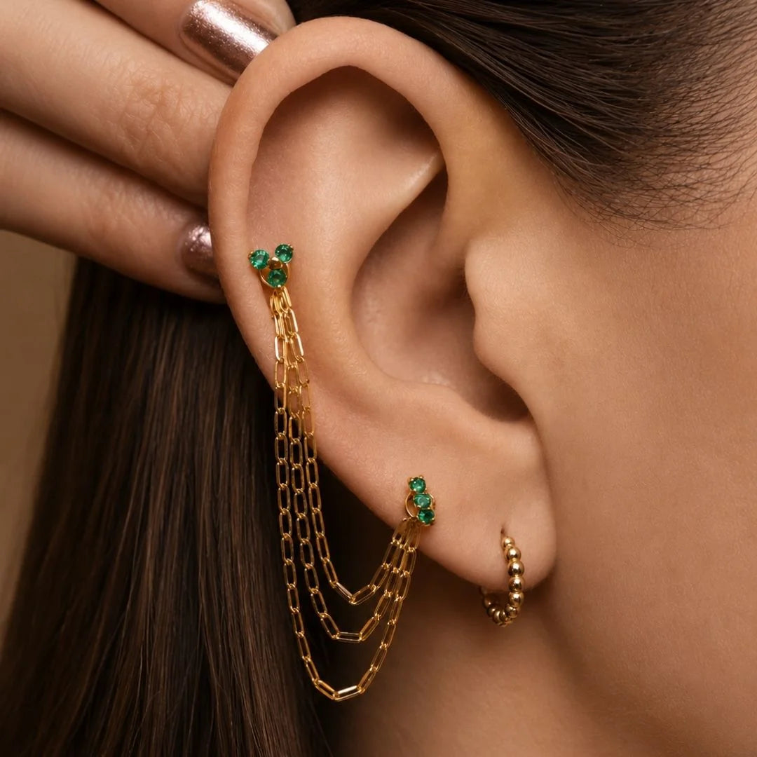 Cadena Eslabón Oval triple Oro 18K