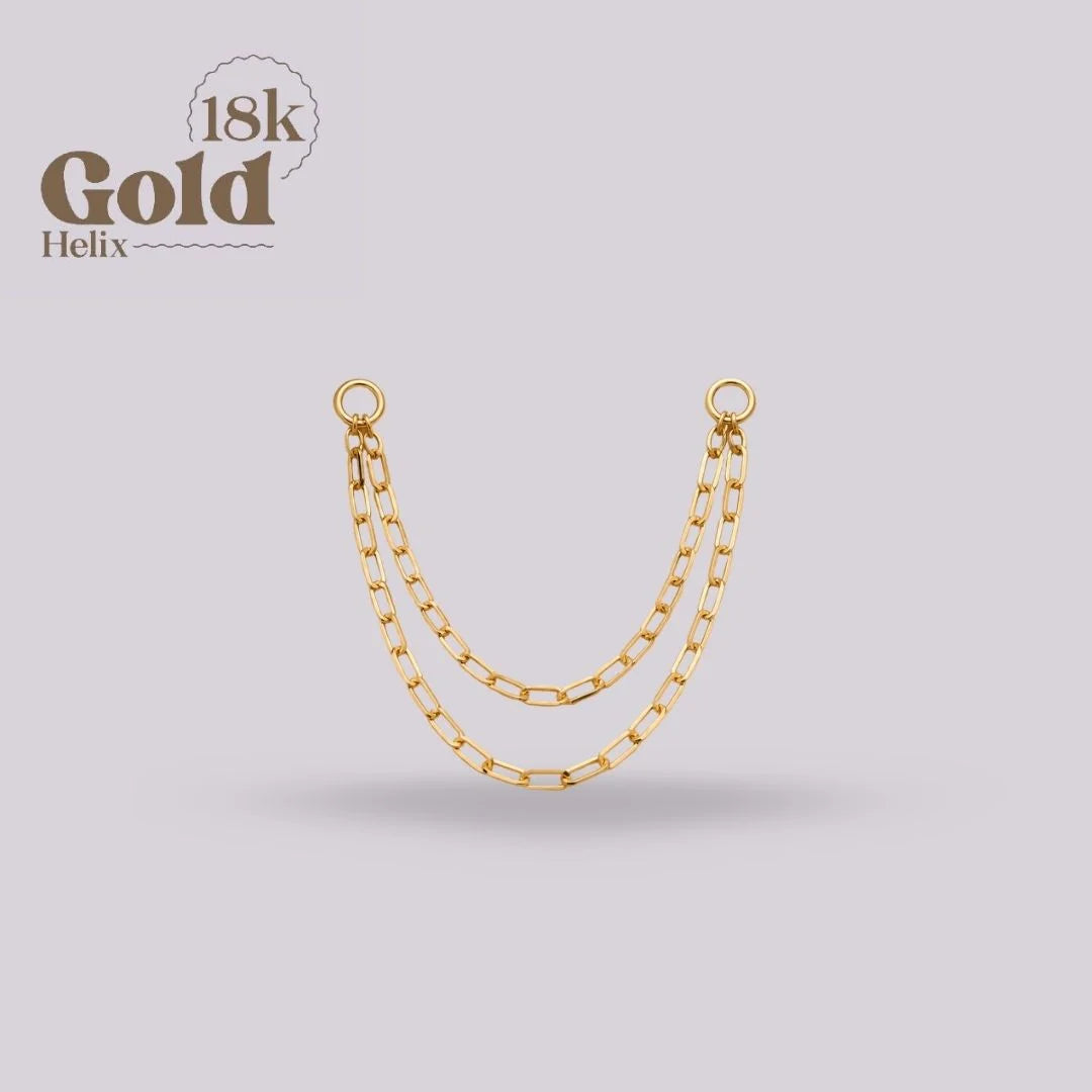 Cadena Eslabón Oval Doble Oro 18K