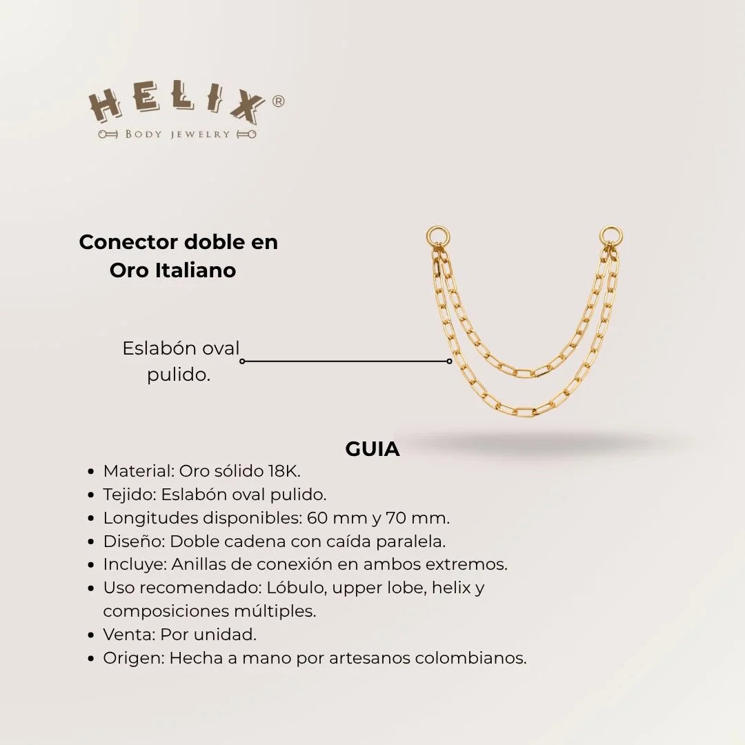 Cadena Eslabón Oval Doble Oro 18K