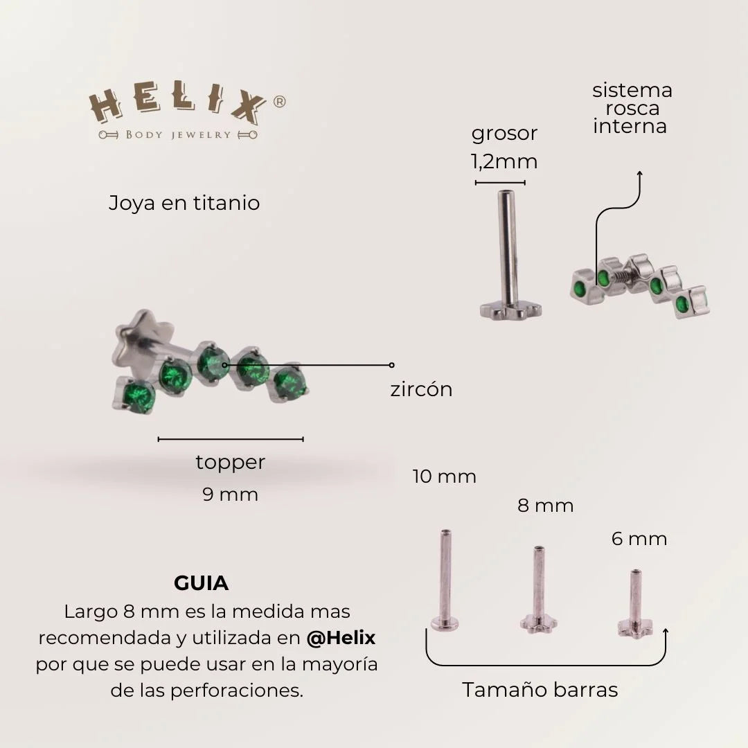 Labret Penta Verde · Titanio Grado Implante