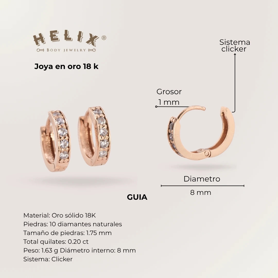 Arete Candonga Diamante Oro 18K