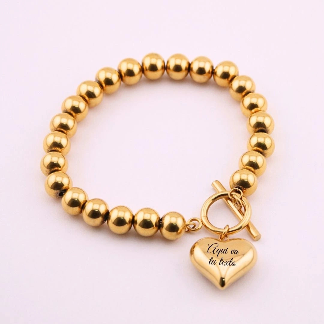 Pulsera Personalizada Dorada con Corazón | Helix Jewelry