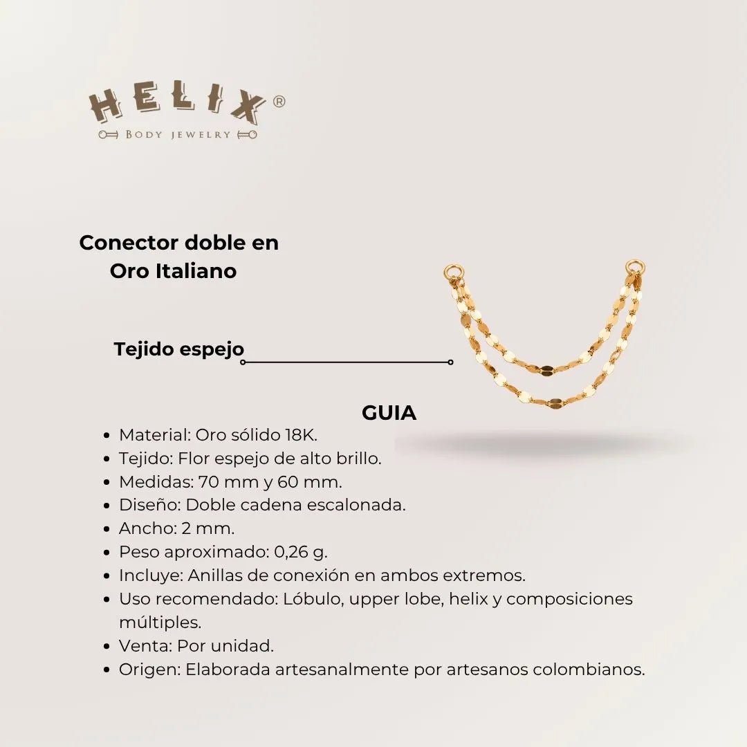 Cadena Flor Espejo Doble Oro 18K