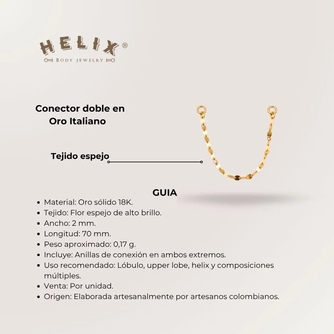 Cadena Flor Espejo 70mm Oro 18K