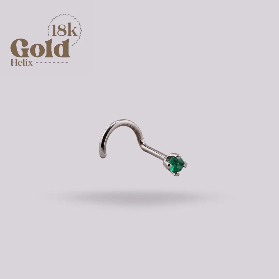 Nostril Oro Blanco 18K con Esmeralda Natural