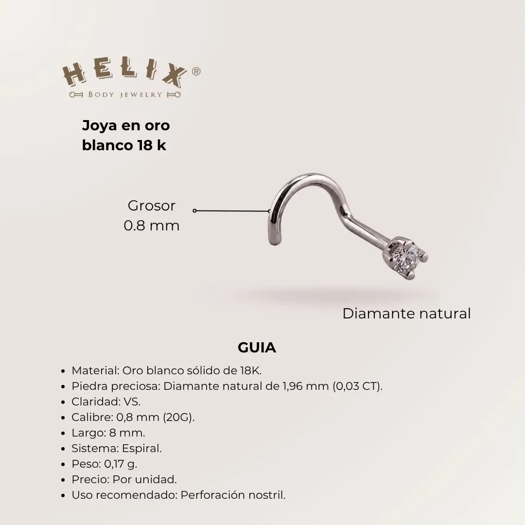 Nostril Oro Blanco 18K con Diamante Natural