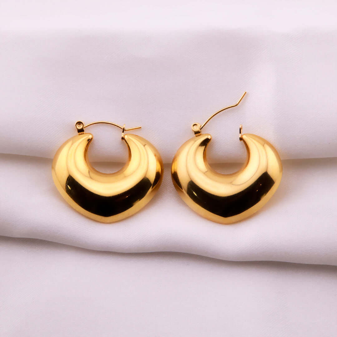 Pendientes Semi Corazón en Acero Inoxidable - Plateado y Dorado - Helix Body Jewelry - Tienda Online de Piercings