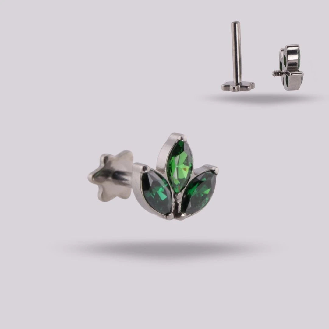 Labret Marquesa Verde en Titanio | Green Essence