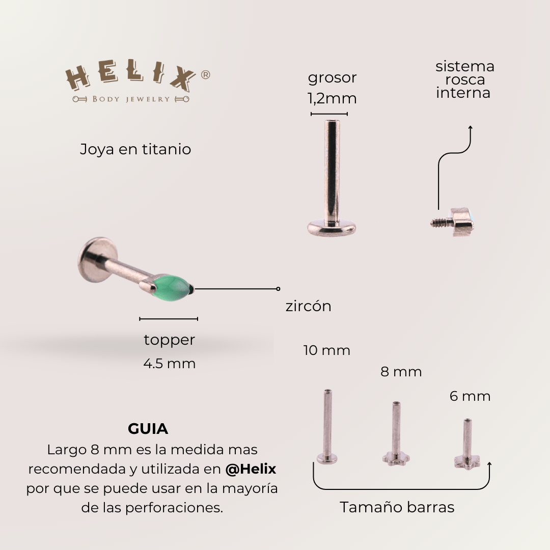 Piercing con piedras - Noa - Helix Body Jewelry - Tienda Online de Piercings