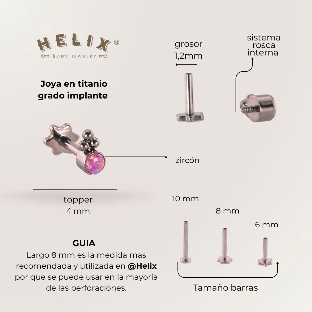 Labret Mini Ópalo Rosa