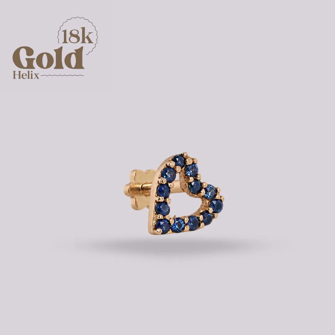 Labret Corazón Zafiro Oro 18K