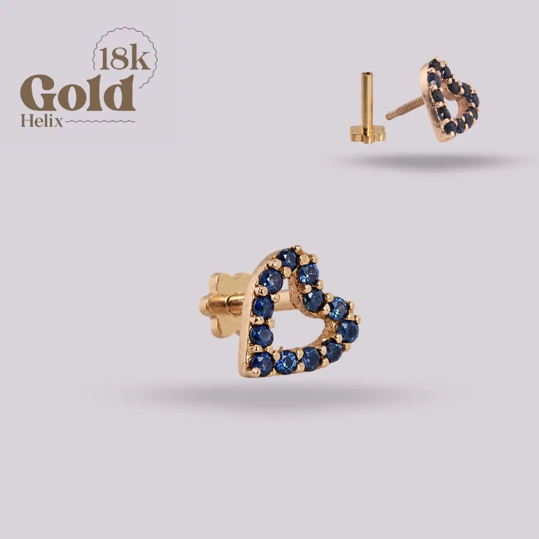 Labret Corazón Zafiro Oro 18K