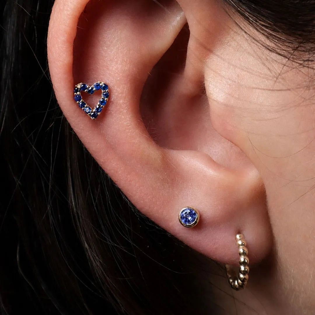 Labret Corazón Zafiro Oro 18K
