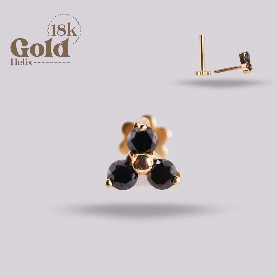 Labret Tify Diamante Negro Oro Sólido 18K