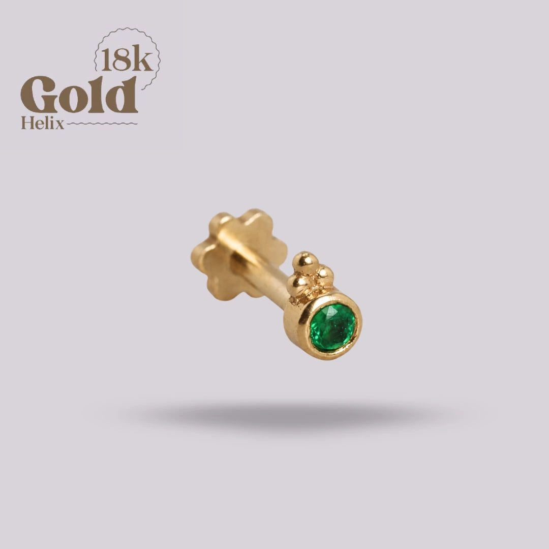 Labret Mini Esmeralda Oro 18K