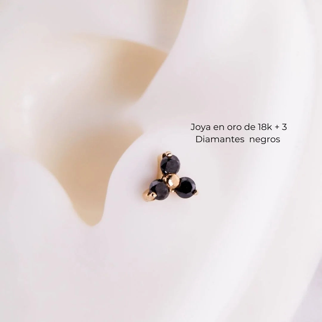 Labret Tify Diamante Negro Oro Sólido 18K