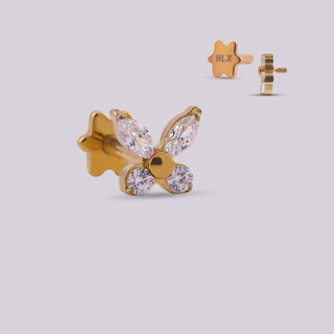 Pendientes mariposa titanio, Joyería hipoalergénica - Helix Body Jewelry - Tienda Online de Piercings