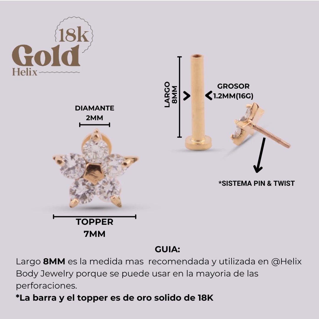 Joya con forma de flor y diamantes - Helix Body Jewelry - Tienda Online de Piercings