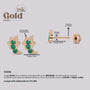Arete de Oro 18K con Esmeralda – Luna Creciente | Joya de Lujo Helix - Helix Body Jewelry - Tienda Online de Piercings