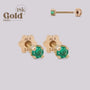 Aretes de Oro 18K con Esmeralda Colombiana – Diseño Exclusivo Helix "H" - Helix Body Jewelry - Tienda Online de Piercings