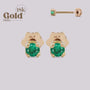 Aretes de Oro 18K con Esmeralda Colombiana – Diseño Exclusivo Helix "H" - Helix Body Jewelry - Tienda Online de Piercings