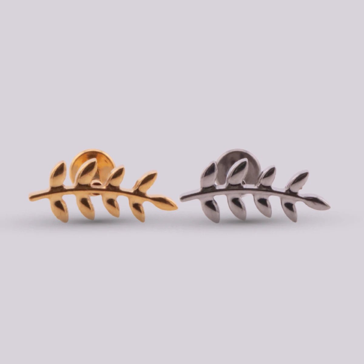 Labret en Titanio con forma de Rama - Helix Body Jewelry - Tienda Online de Piercings