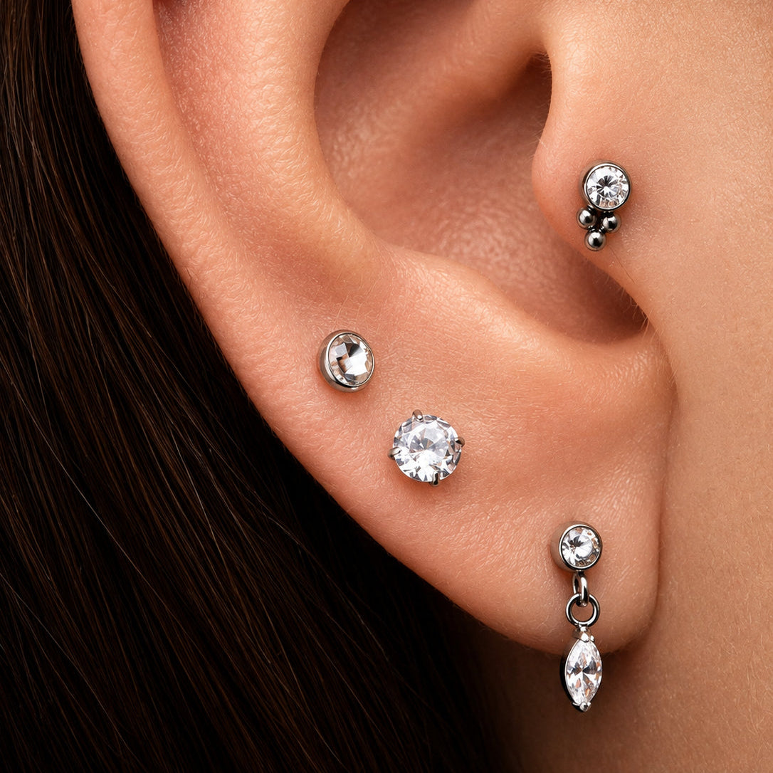Set 5 Joyas Titanio Silver