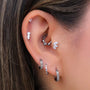 Arete en Titanio para oreja - Mila Plateado - Helix Body Jewelry - Tienda Online de Piercings