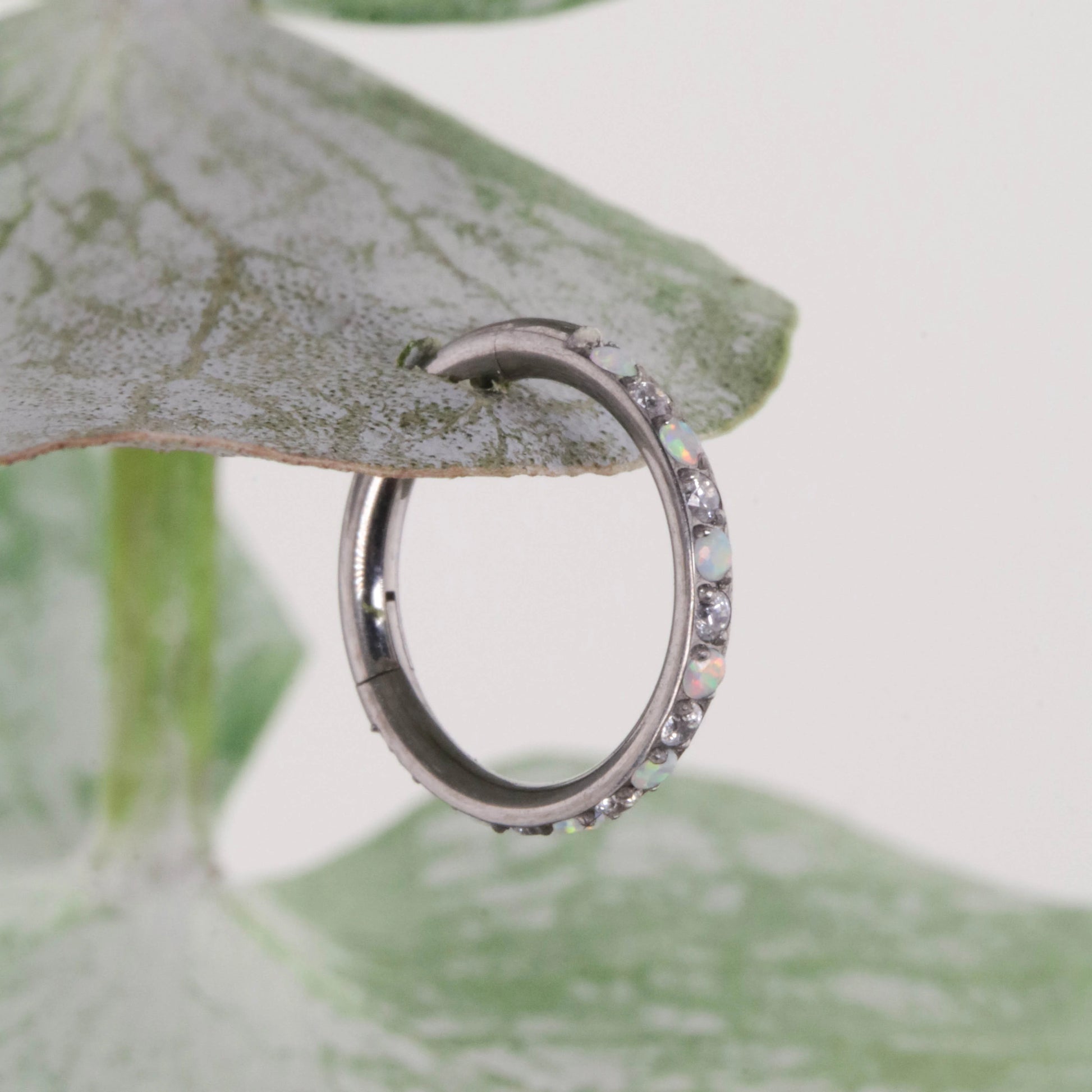 Aro Clicker Irla en Titanio | Ópalo Tornasol