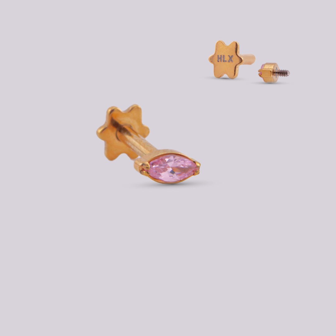 Labret dorado Zafiro - Helix Body Jewelry - Tienda Online de Piercings