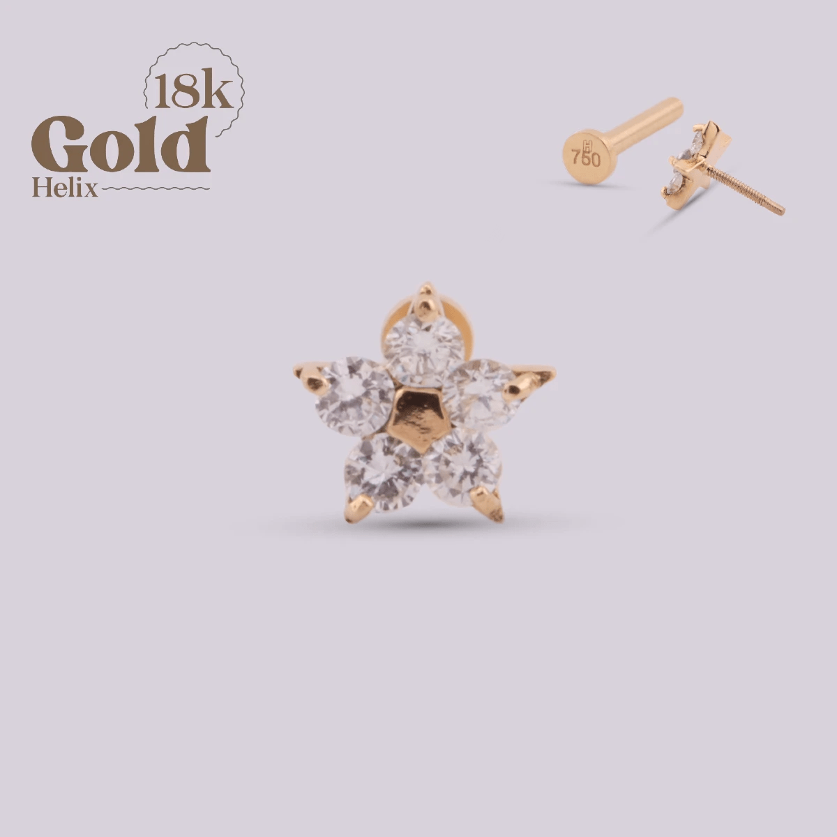 Joya con forma de flor y diamantes - Helix Body Jewelry - Tienda Online de Piercings