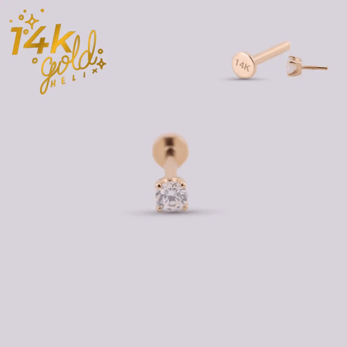 Sparkly Swarovski en oro solido de 14K - Helix Body Jewelry - Tienda Online de Piercings