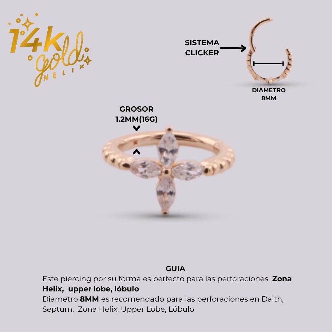 Joya para oreja en Oro Luxury Adara - Helix Body Jewelry - Tienda Online de Piercings