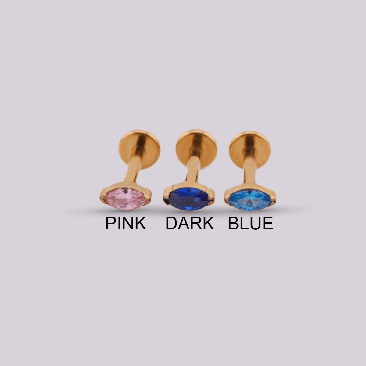 Labret dorado Zafiro - Helix Body Jewelry - Tienda Online de Piercings