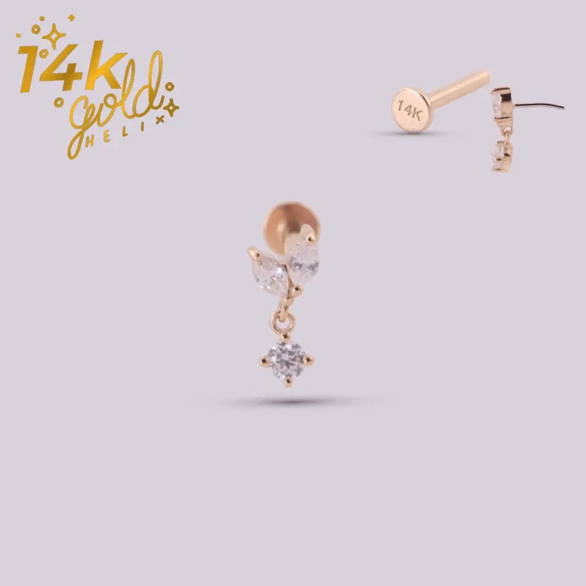 Joya con forma de pétalo y cristales swarovski - Aroa - Helix Body Jewelry - Tienda Online de Piercings