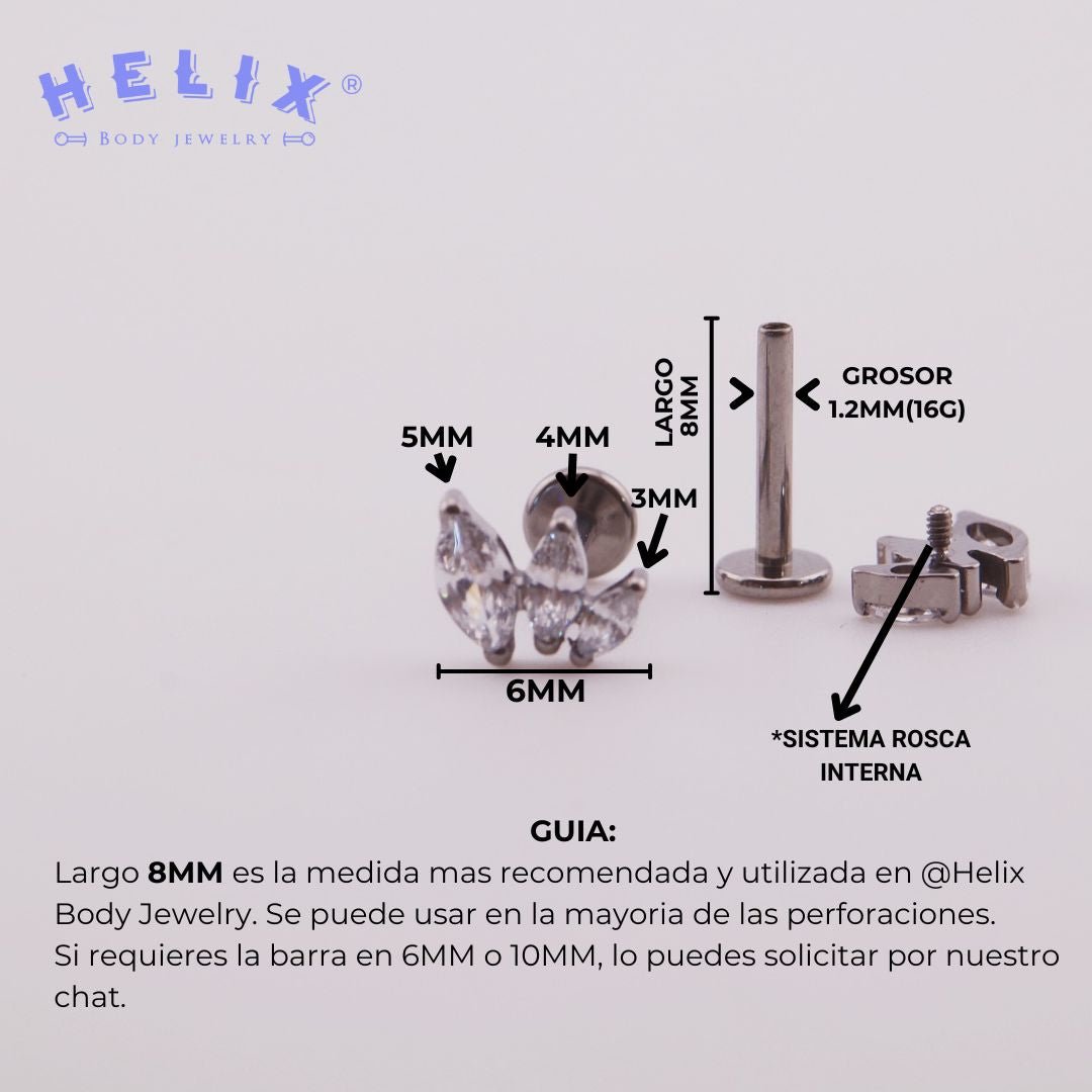 Labret con forma de corona - Mery - Helix Body Jewelry - Tienda Online de Piercings