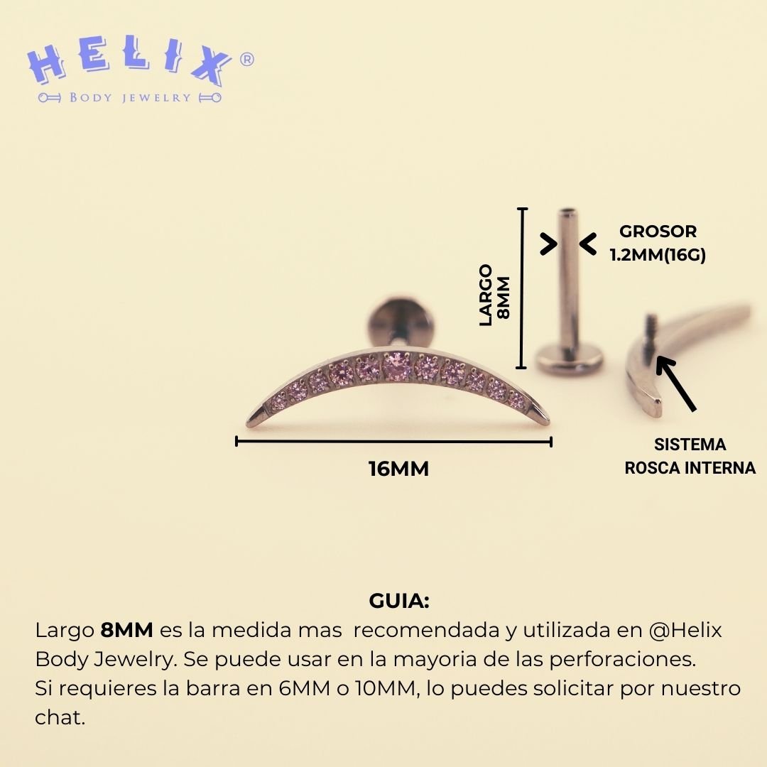Labret en titanio en forma de media luna - Seti - Helix Body Jewelry - Tienda Online de Piercings