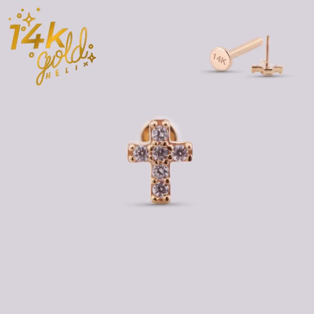 Joyas en oro para piercing - Cruz Luxury - Helix Body Jewelry - Tienda Online de Piercings