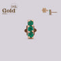 Pendiente Labret Oro 18K con Esmeraldas Colombianas - Helix Body Jewelry - Tienda Online de Piercings