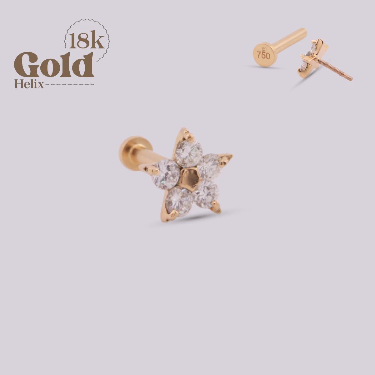 Joya con forma de flor y diamantes - Helix Body Jewelry - Tienda Online de Piercings